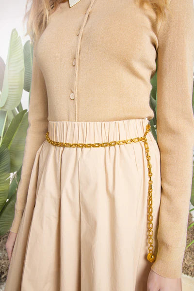 MUN-MNS6081 TAN LINEAR SKIRT