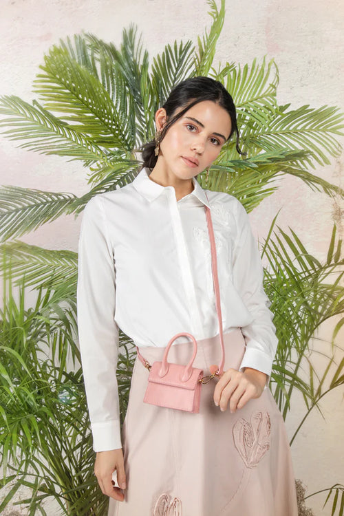 MUN-MNS6023 WHITE ROSETTE BLOUSE