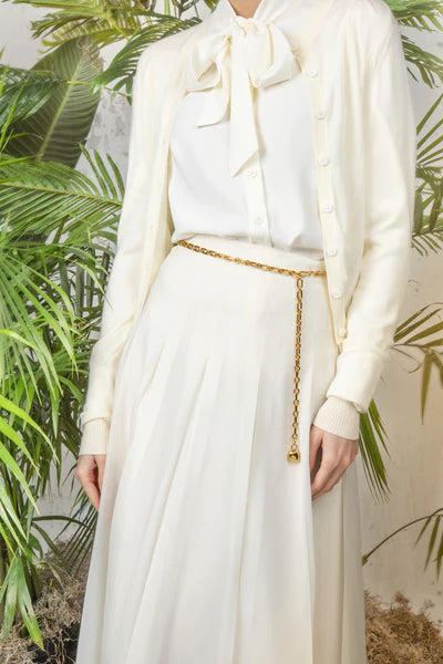 MUN-MNS6200 CREAM SILK TIE BLOUSE