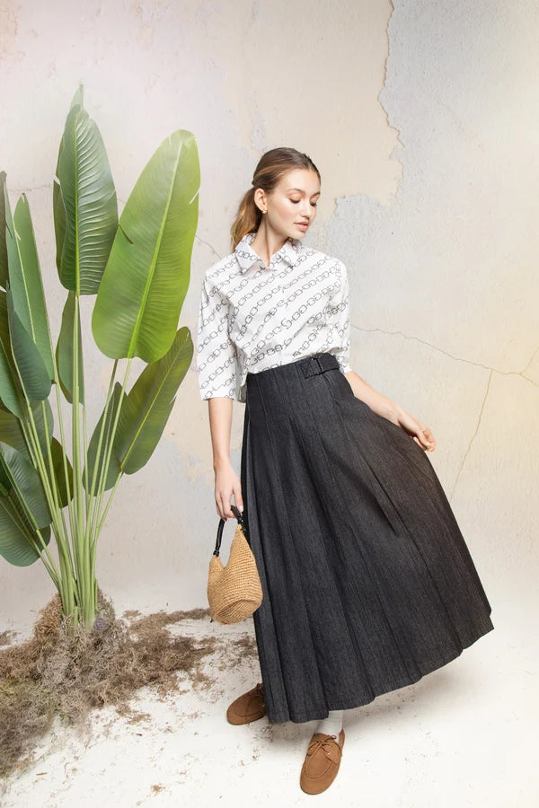 MUN-MNA7025 BLACK DENIM POLARIS SKIRT