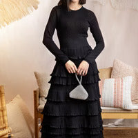 MUN-MN4061 LAYERED DRESS IN BLACK OR IVORY