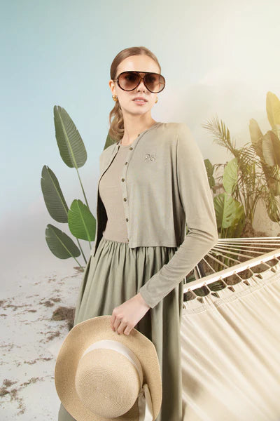NUE-NUS6126 OLIVE COASTAL DRESS