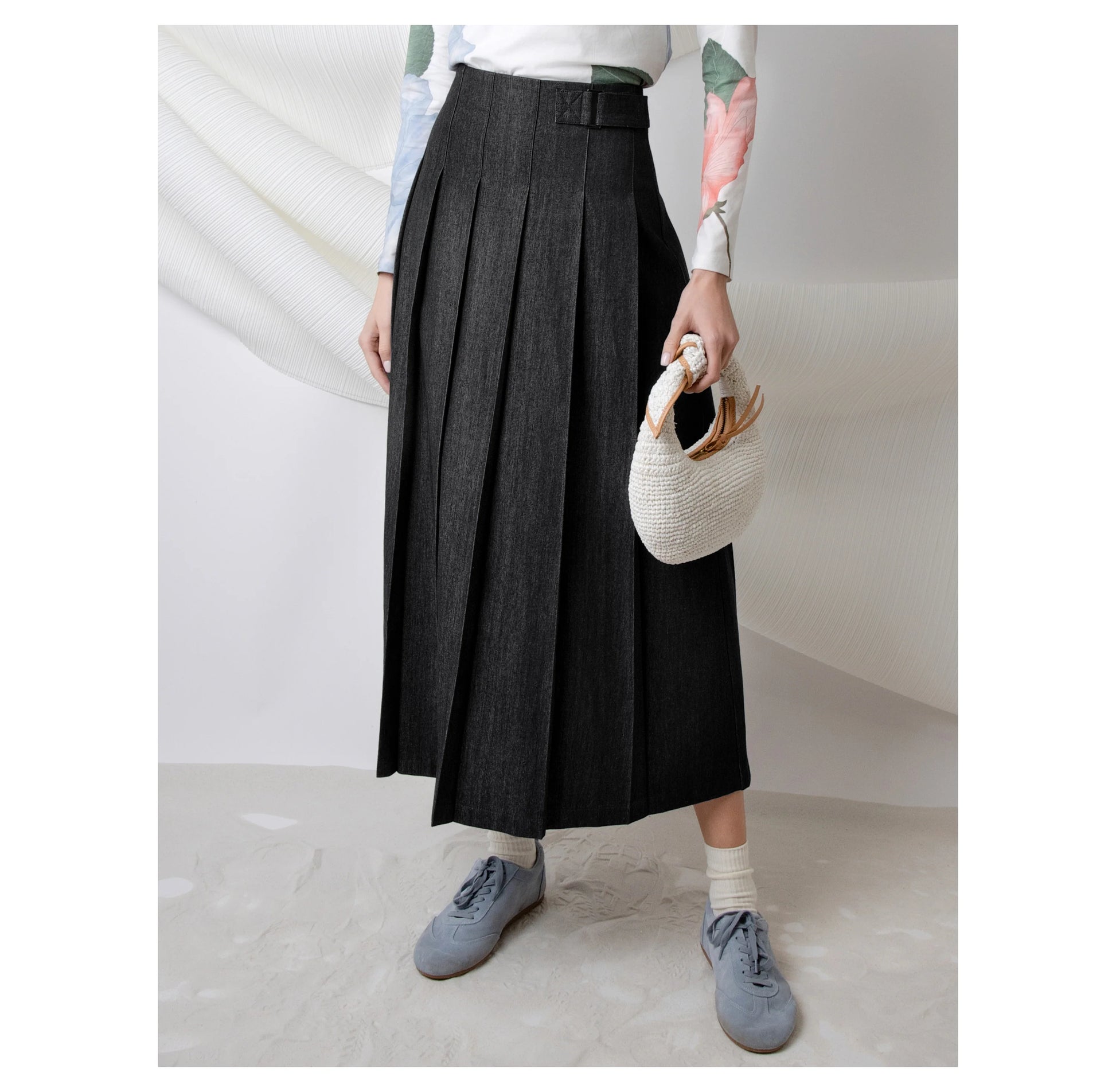 MUN-MNA5033 BLACK DENIM POLARIS SKIRT