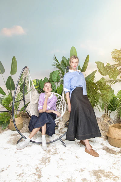 NUE-NUS6113 BLUE STRIPED OPAL BLOUSE