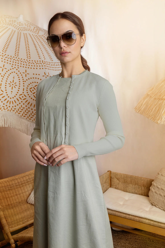 MUN-MN4032 GREEN RIB CARDIGAN