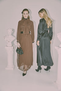 NOI-1201 BROWN CHIFFON DRESS