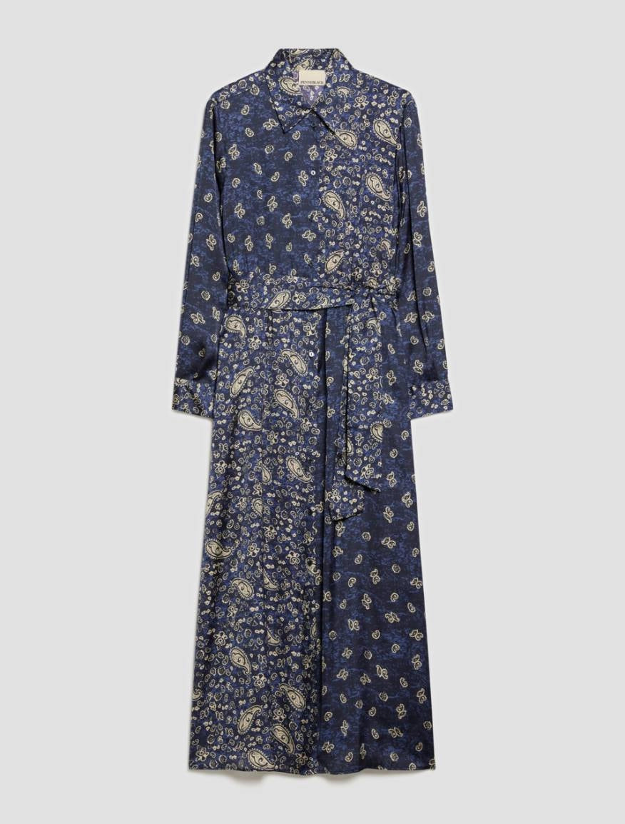 PNK-2621226073 PBBFIESTA BLUE PRINT CONTRAST DRESS