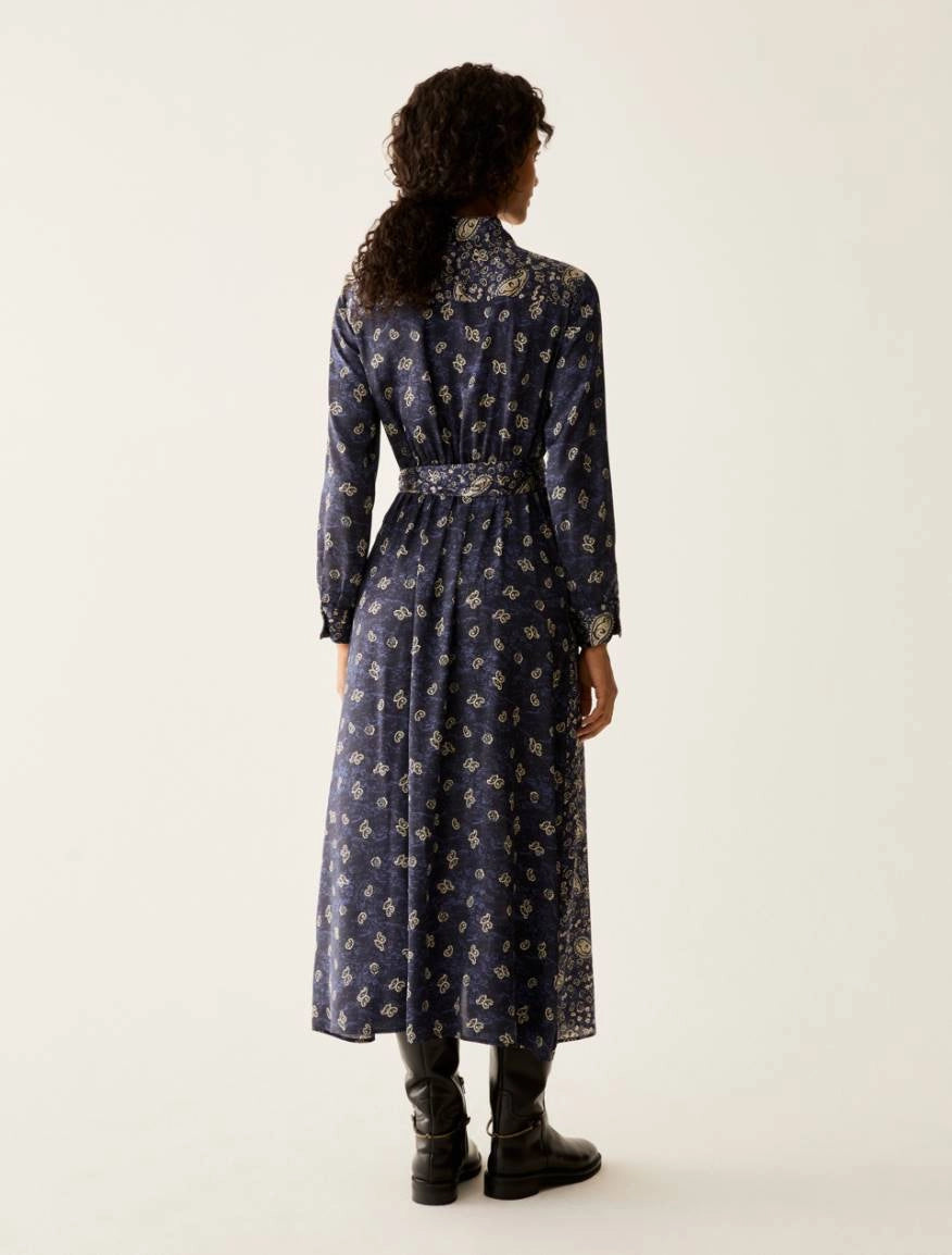 PNK-2621226073 PBBFIESTA BLUE PRINT CONTRAST DRESS