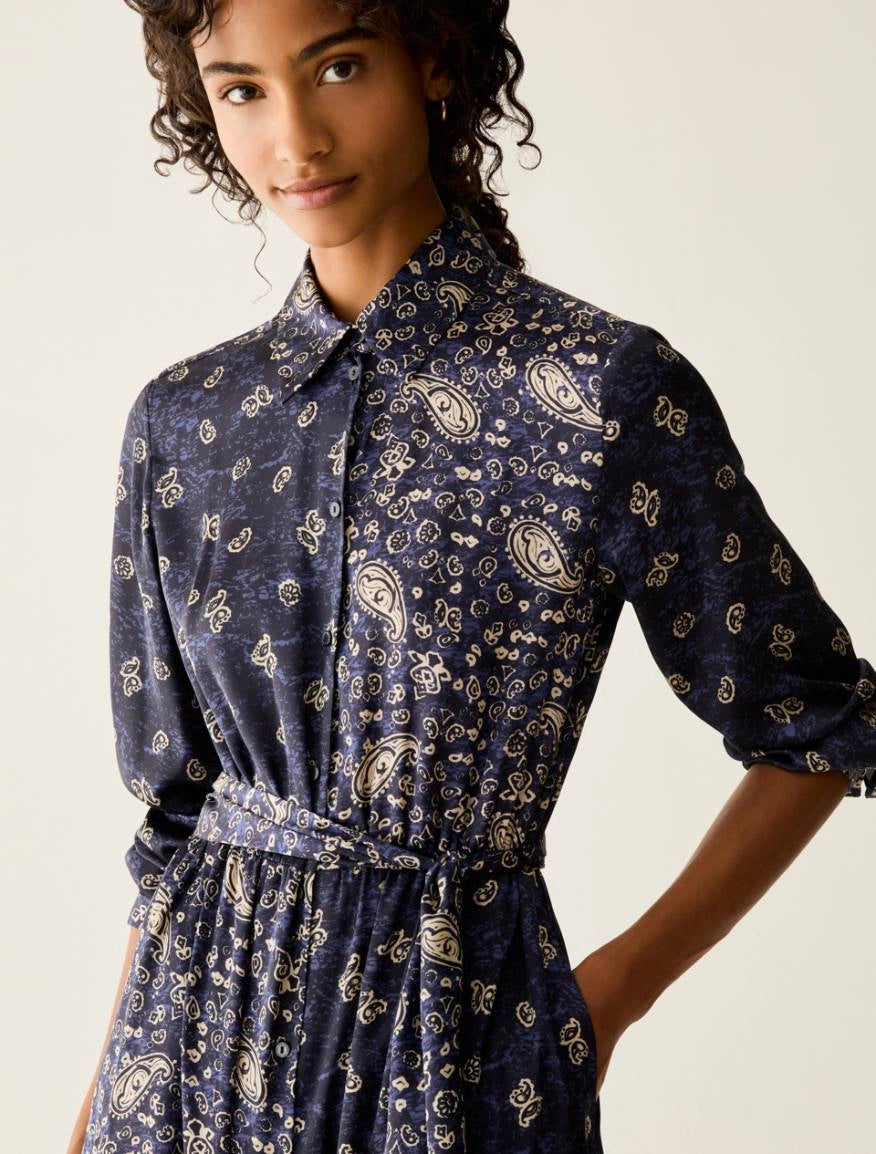 PNK-2621226073 PBBFIESTA BLUE PRINT CONTRAST DRESS