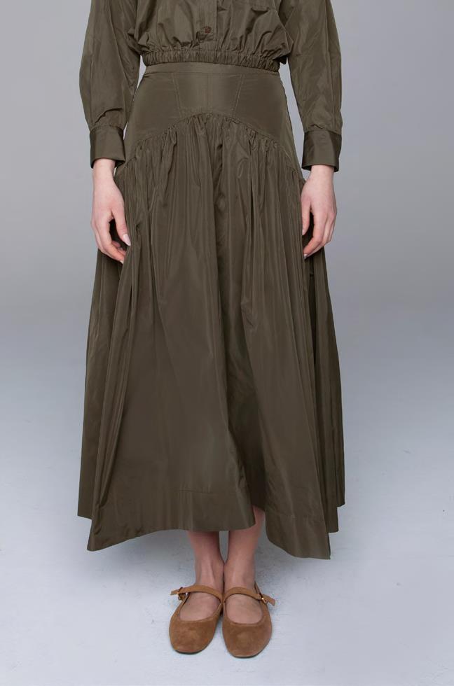 LAV- BF6WD001 GREEN TAFFETA SKIRT
