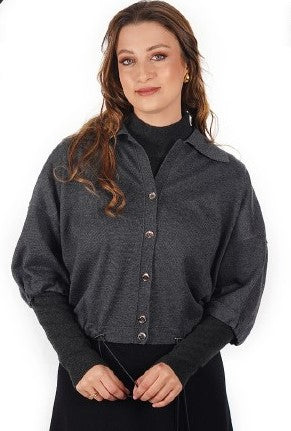 PRF-BSD1343 GREY CABLE PULL SHIRT