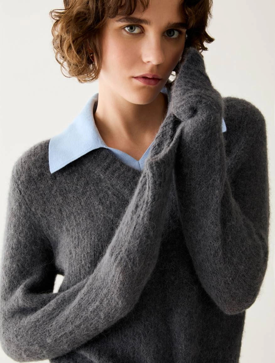 PNK-2621366413 PBBPALPITI GREY&BLUE COLLAR TOP