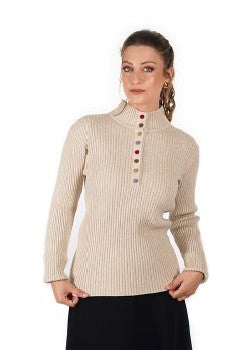 PRF-BSD1367 IVORY VELVET BUTTON TOP