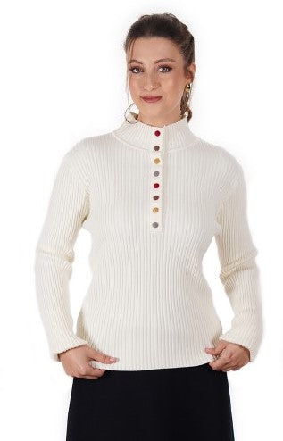 PRF-BSD1367 IVORY VELVET BUTTON TOP