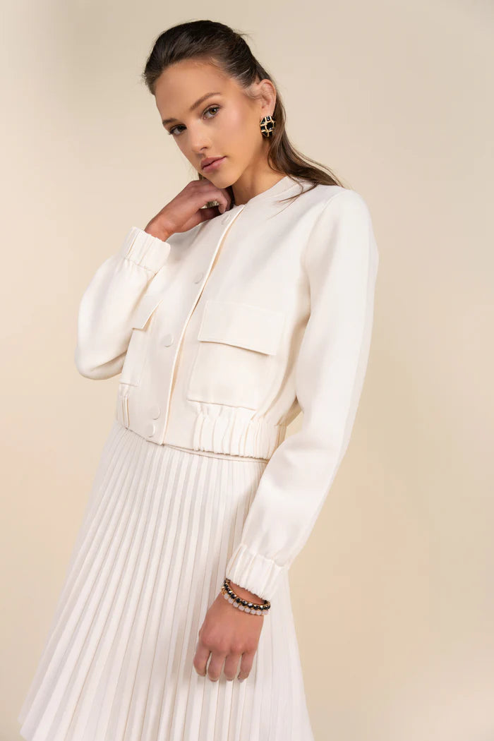 APP-S25-818 IVORY KNIT BOMBER CARDIGAN