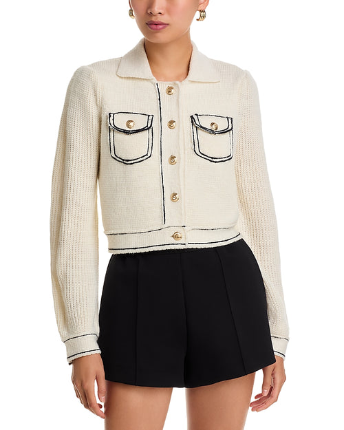 CQS-ZK11508694Z IVORY&NAVY RIYA POCKET CARDIGAN