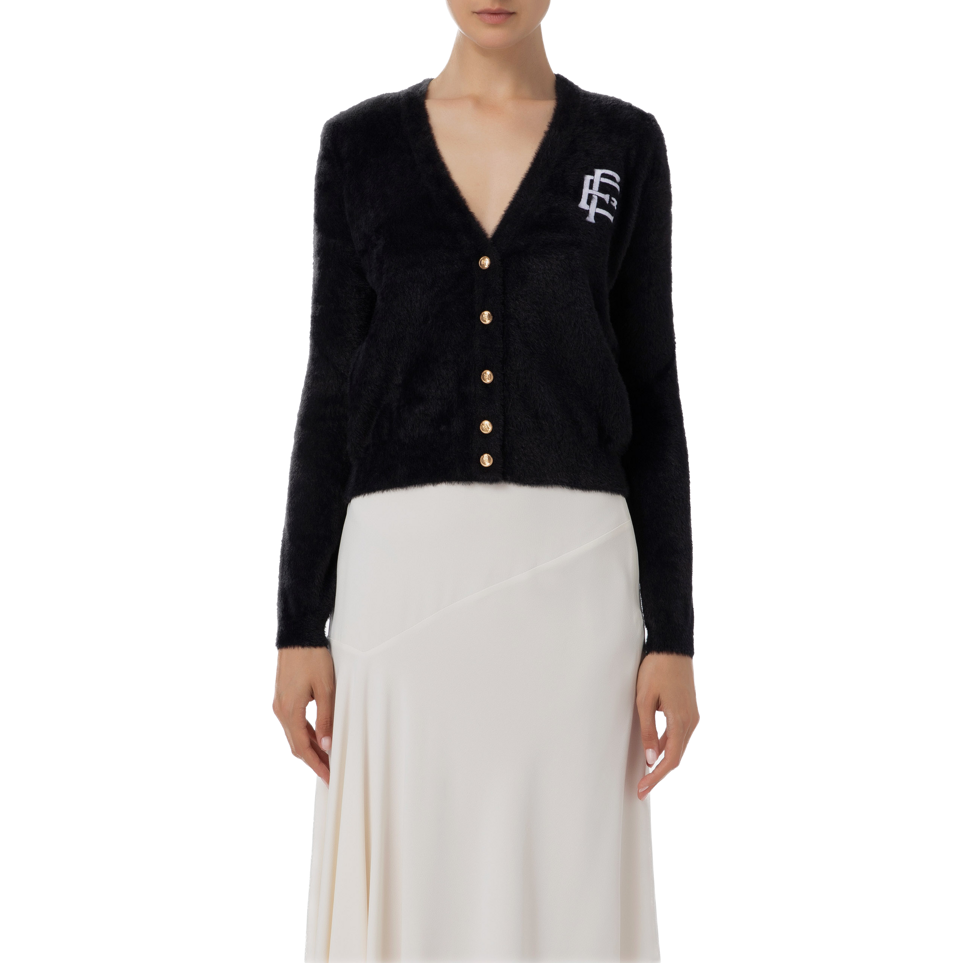 ELS-MK32M37E2 BLACK&CREAM LOGO CARDI