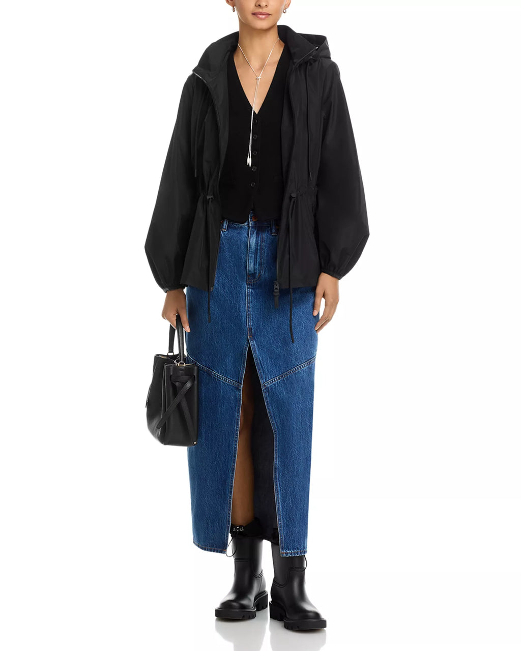 MKG-ISHA-LVS BLACK WAISTED JACKET