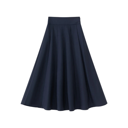 INO-M2-1588 NAVY WIDE PLEAT SKIRT