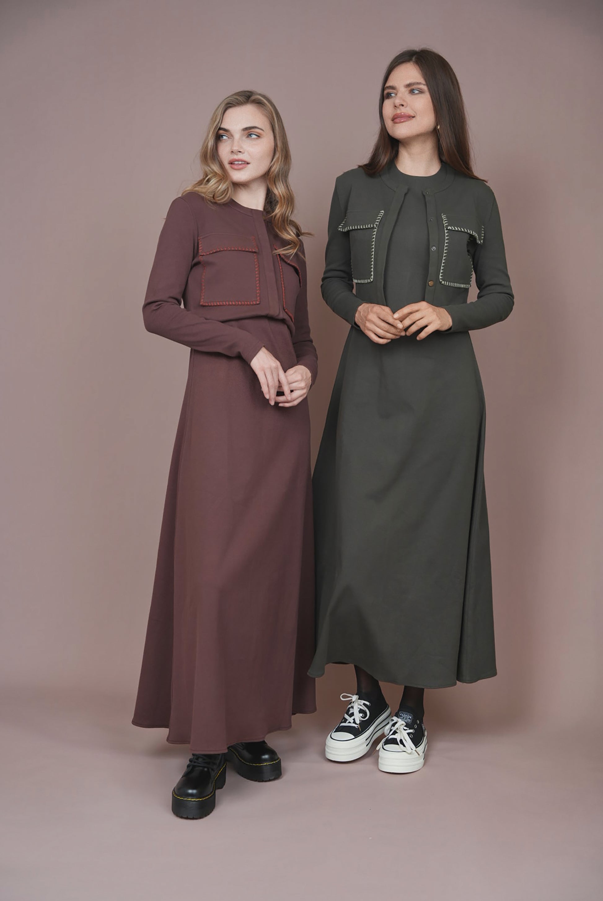 SHA-X16467B&X16468 GREEN POCKET CARDI DRESS SET
