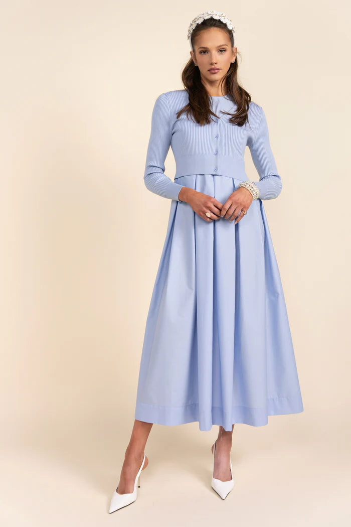 APP-S25-712&705 LIGHT BLUE FOLIE CARDI DRESS SET