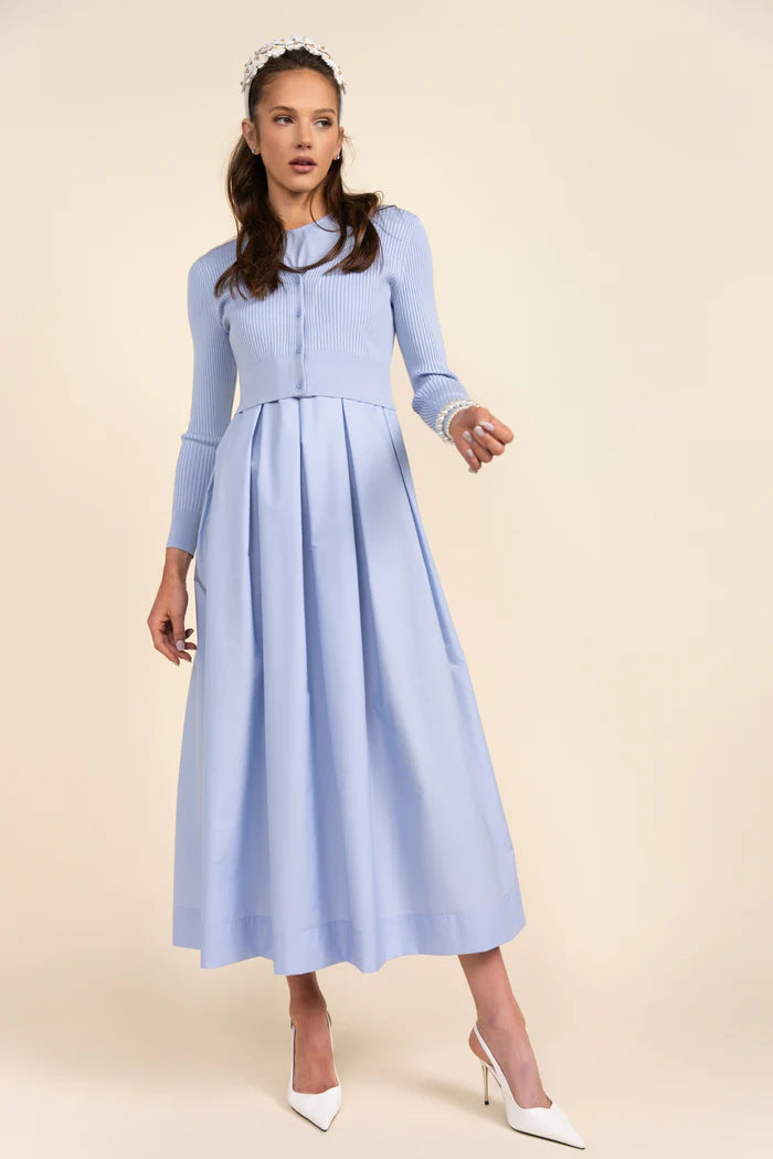 APP-S25-712&705 LIGHT BLUE FOLIE CARDI DRESS SET