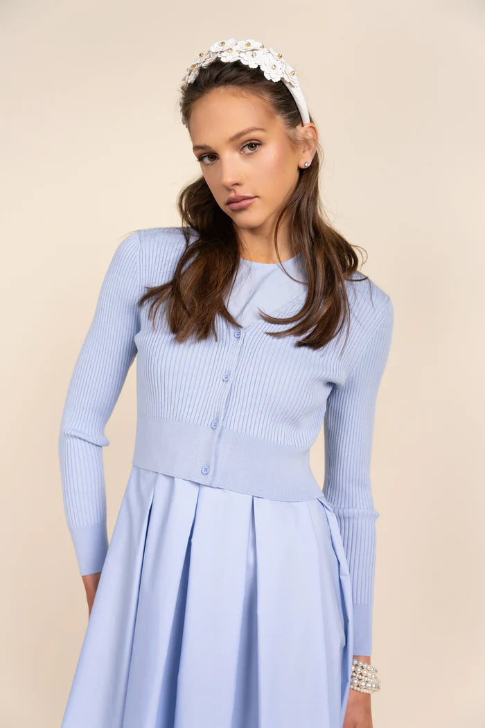APP-S25-712&705 LIGHT BLUE FOLIE CARDI DRESS SET