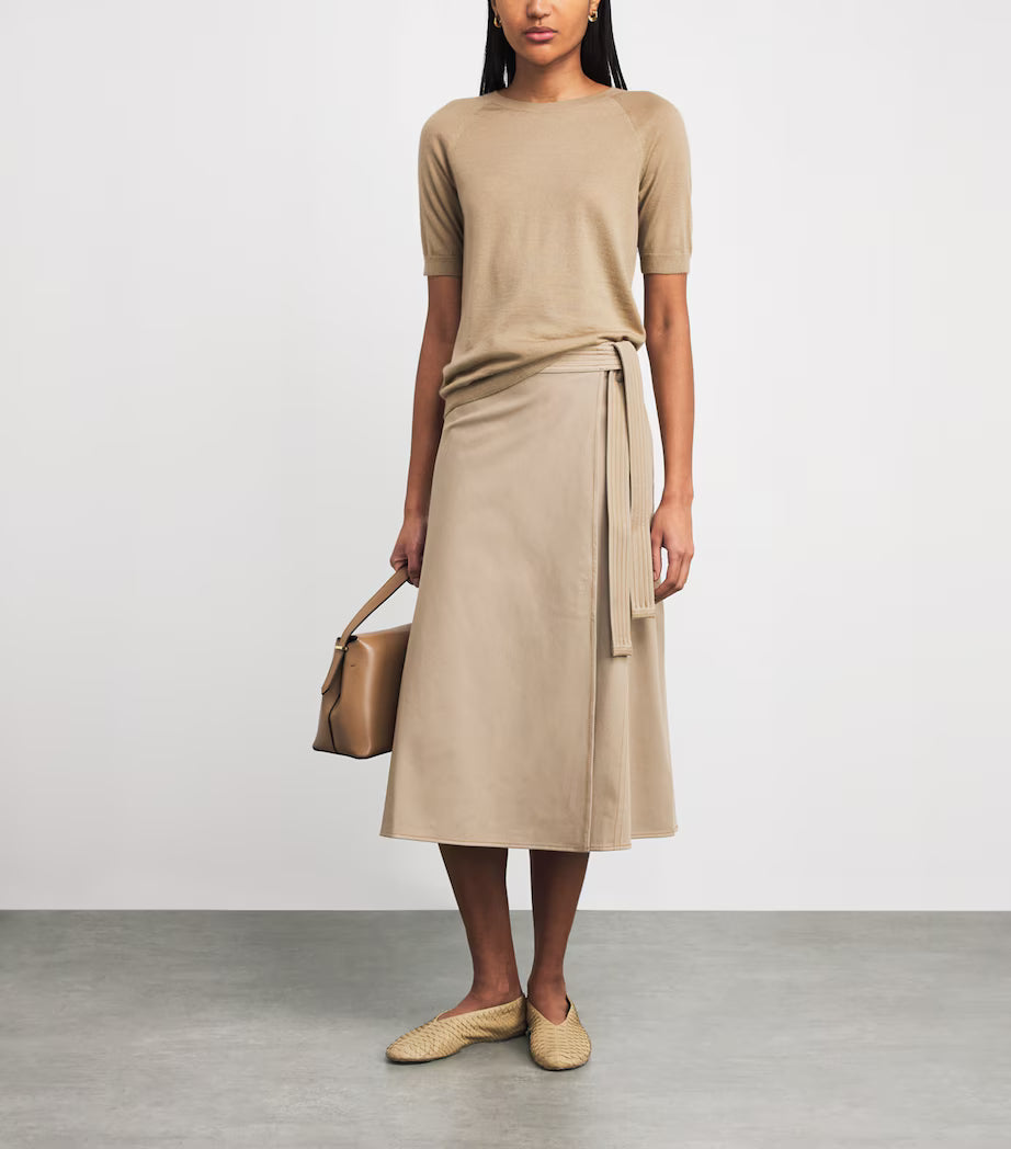 MM-261677102 MMLRANE BEIGE WRAP TIE SKIRT