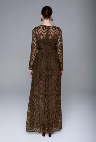 LAV- BF6WD039 OLIVE GEOMETRIC CROCHET DRESS