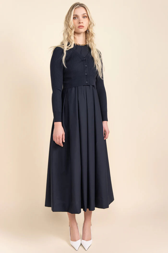 APP-S25-712&705 NAVY FOLIE CARDI DRESS SET