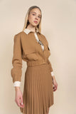 APP-S25-818 TAN KNIT BOMBER CARDIGAN