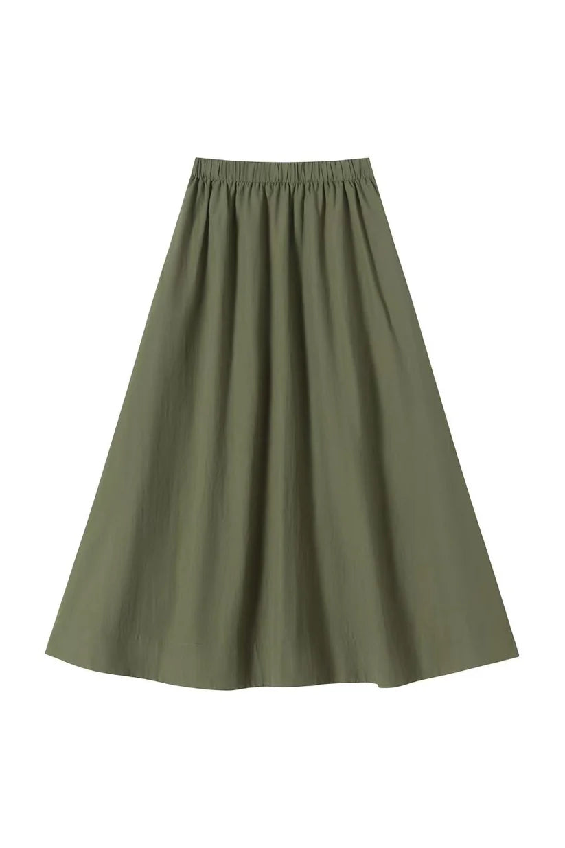 INO-M2-1723 KHAKI ELASTIC WAIST SKIRT