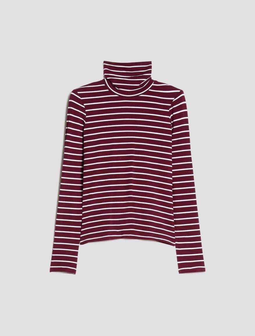 PNK-2621976026 PBJNERINE BURGANDY TRIPE T-HIRT