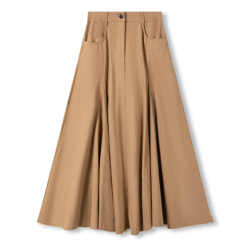 INO-M2-1404 PAINTER BEIGE ZIP FLY POCKETS SKIRT