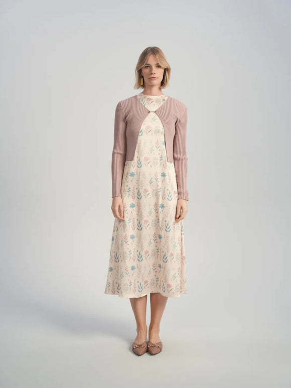 ALZ-D874 DUSTY PINK&BLUE FLORAL SLIP DRESS
