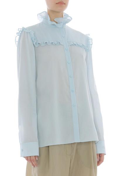 A0211 LIGHT BLUE RUFFLE BLOUSE