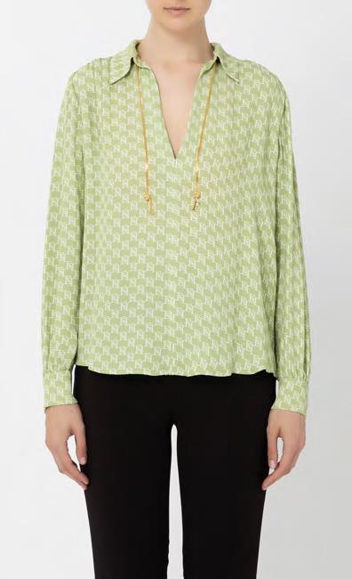 ELS-CAS3041E2 BLACK&CREAM LOGO BLOUSE