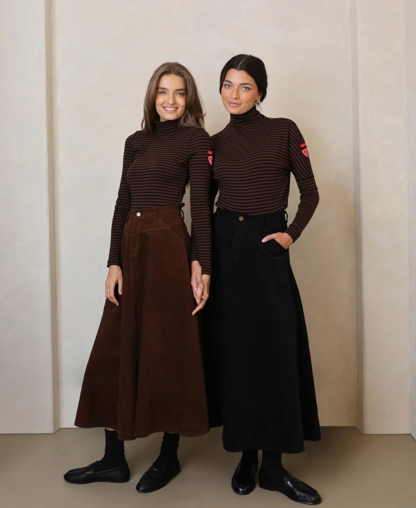 PAR-T479 MOCHA DOLMAN STRIPED TURTLENECK