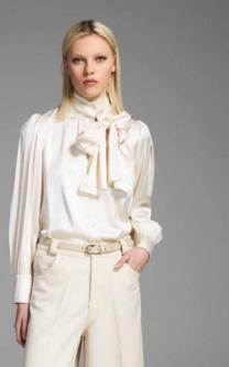 TRC-S311 IVORY SATIN BOW BLOUSE