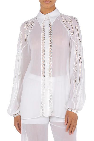 ALBERTA FERRETTI A0225 BLUE EMBROIDERED BLOUSE