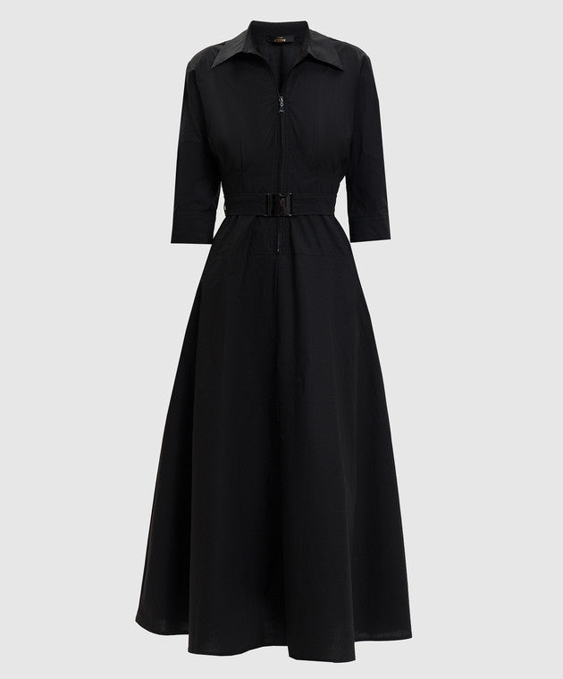 TWS-261AP2284 BLACK BELTED SHIRT ZIP DRESS