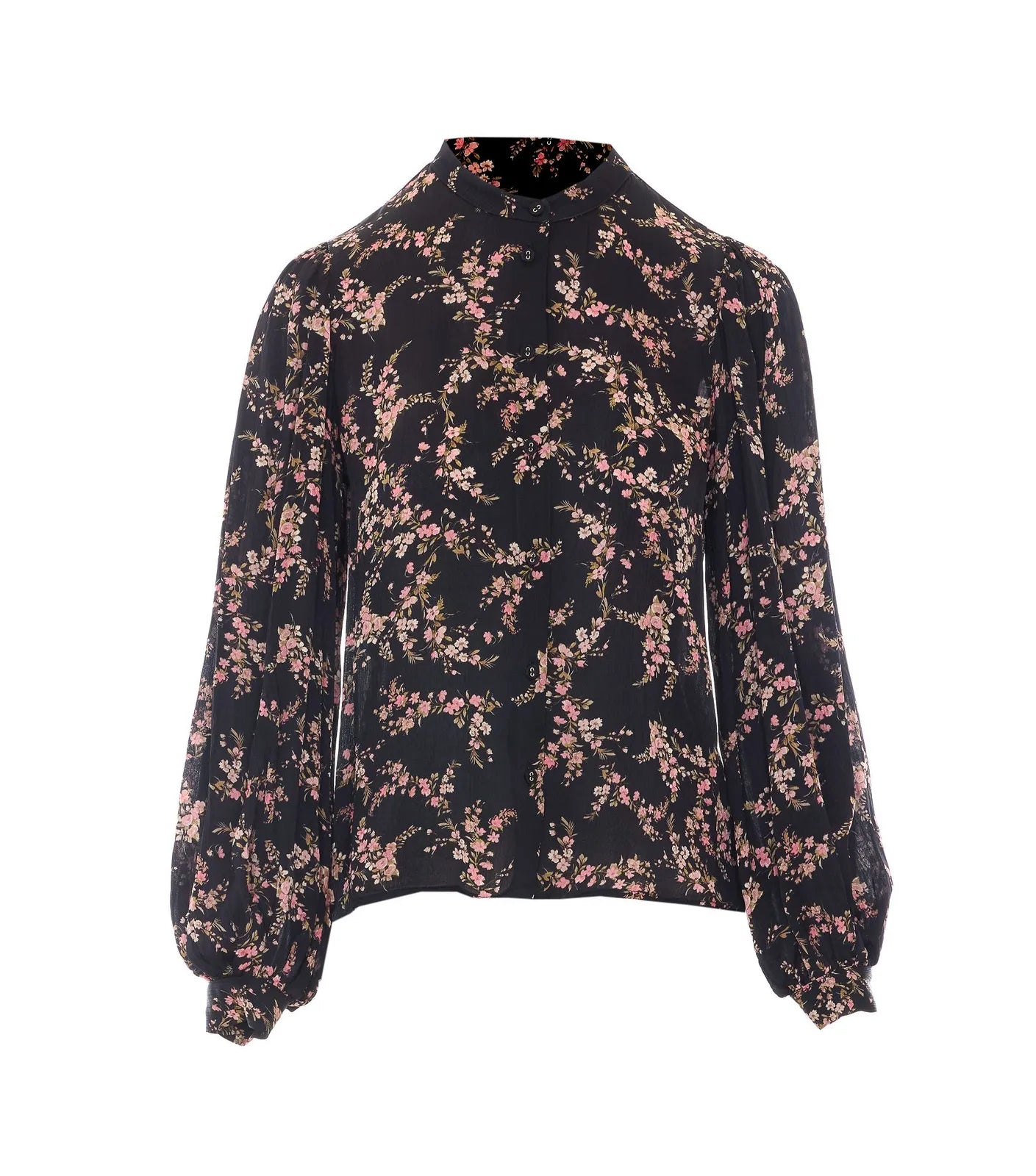TWS-262TP2443 BLACK FLORAL PRINT BLOUSE