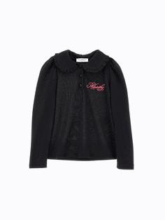 PHK-I1F617 BLACK FRILL COLLAR LOGO TOP