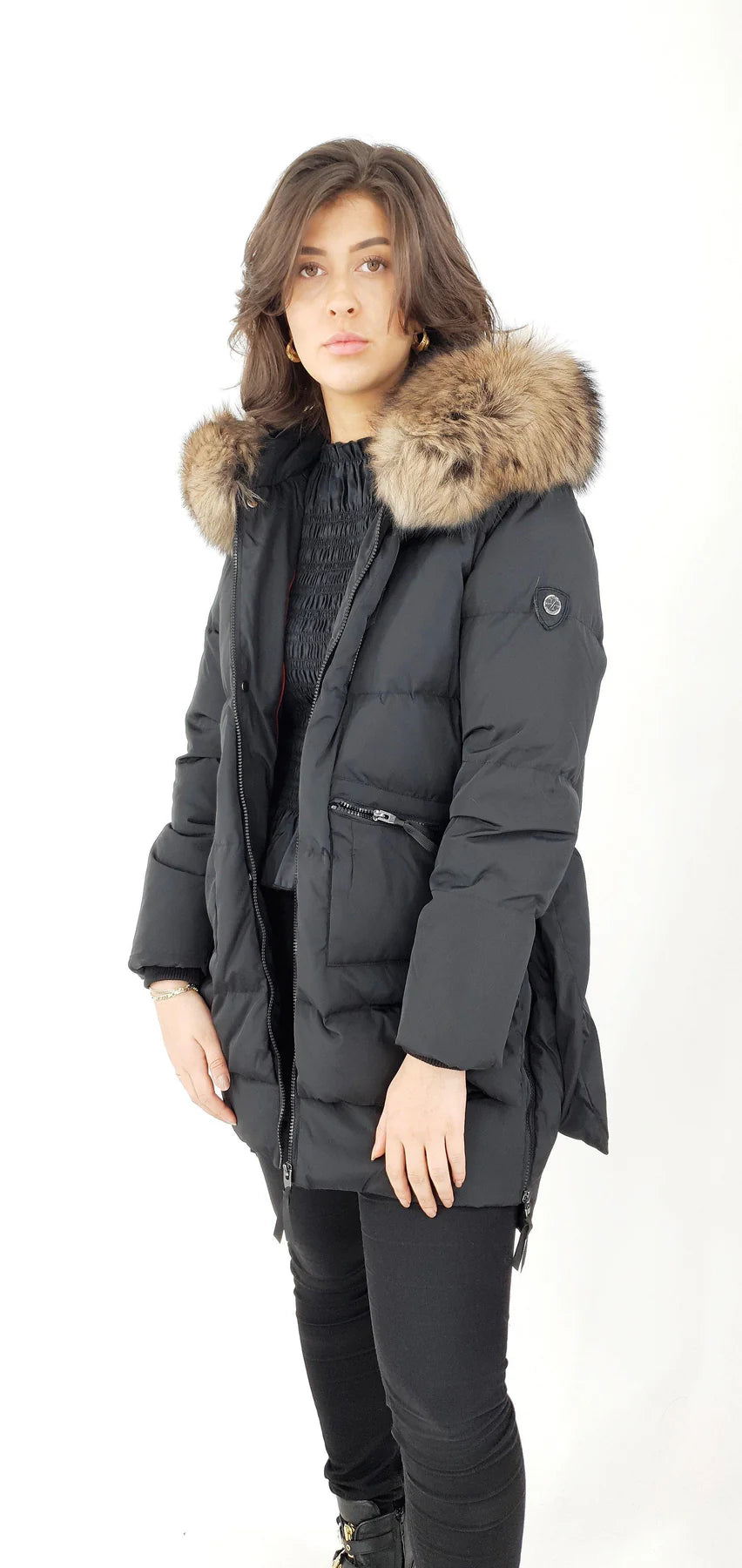 LVN-MICHELLE BLACK&RACOON FUR JACKET
