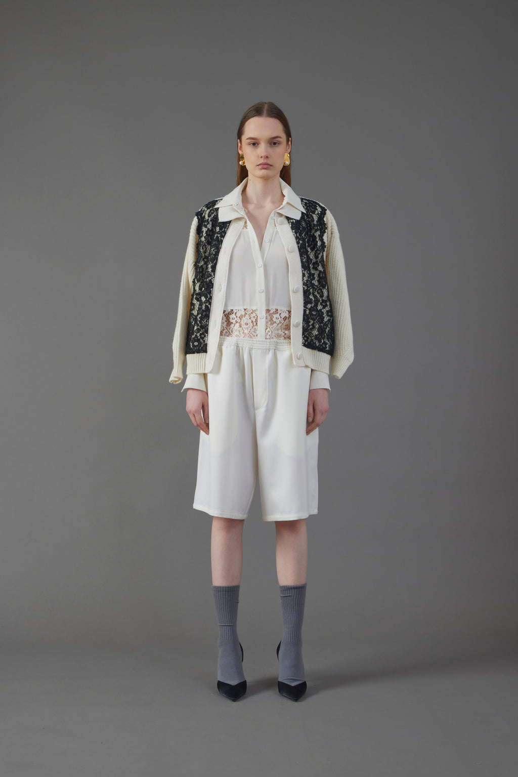 CTE-KN091 IVORY&BLACK CARDIGAN