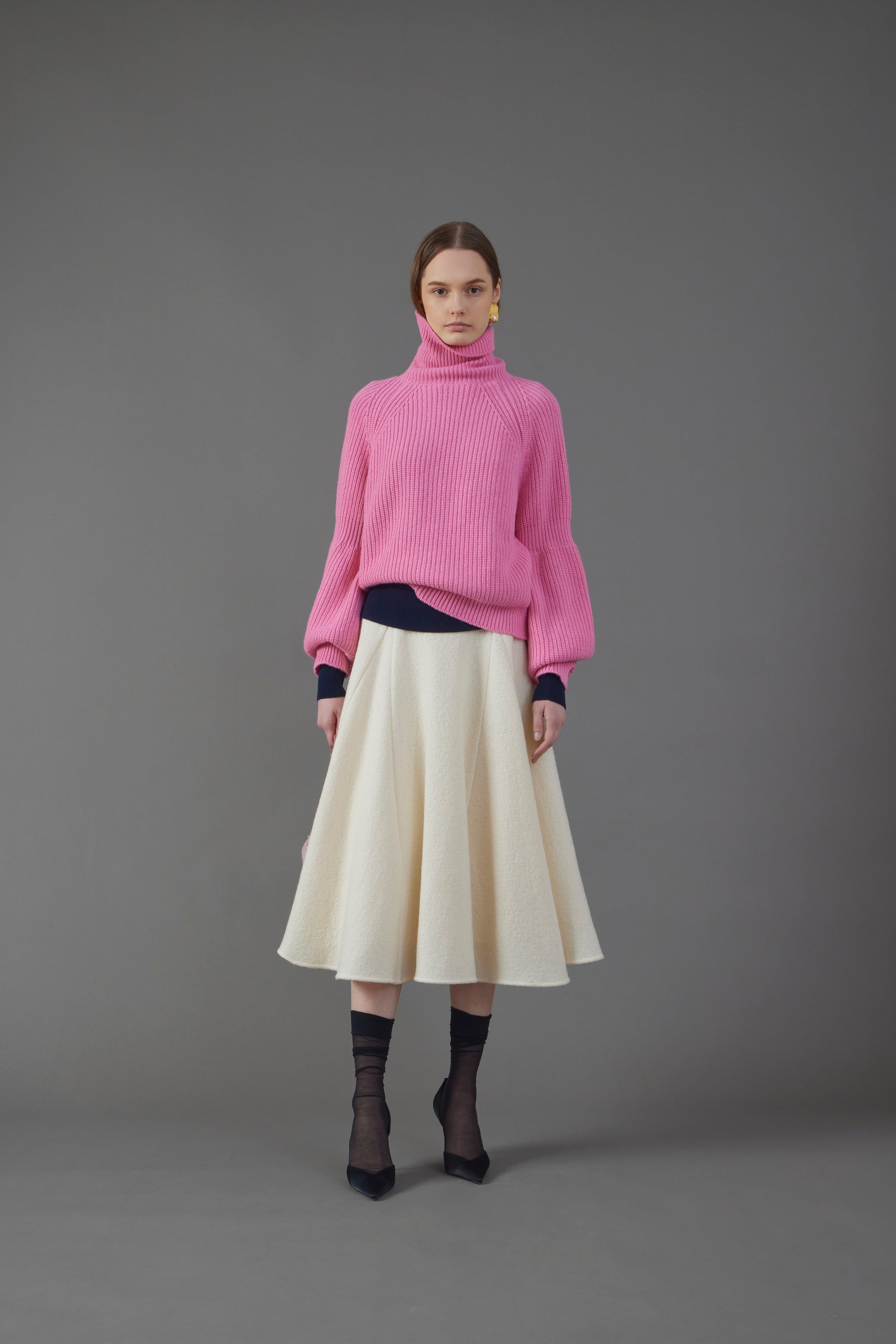 CTE-SK15866107 IVORY KNIT SKIRT
