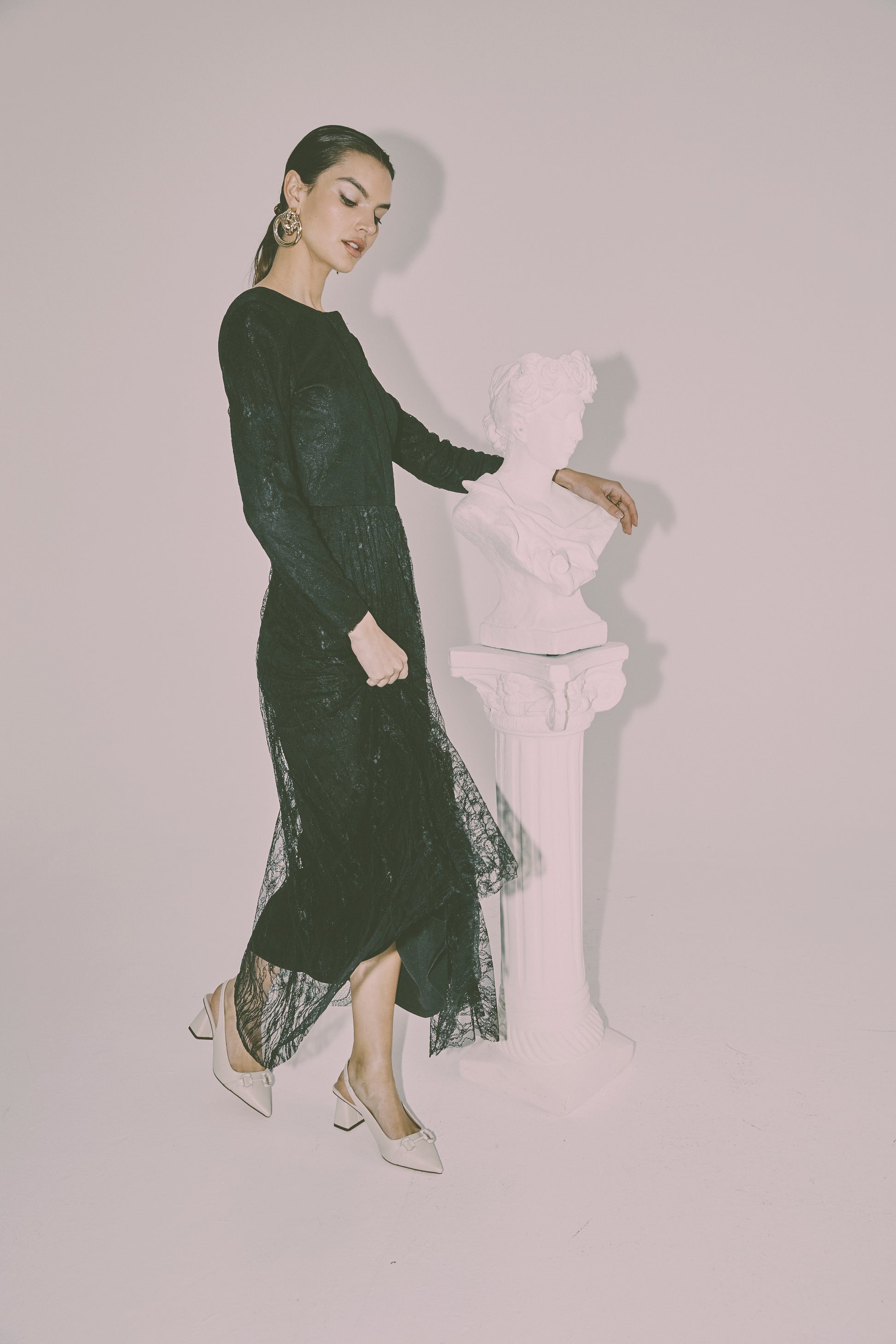 NOI-2109 BLACK LACE DRESS