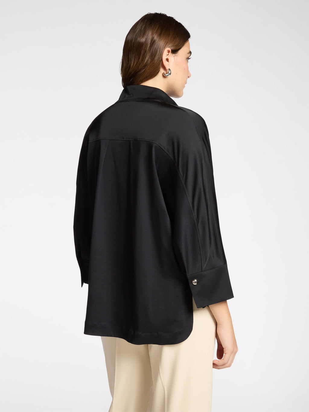 ELM-2153Z000038 BLACK KIMONO POLO SHIRT