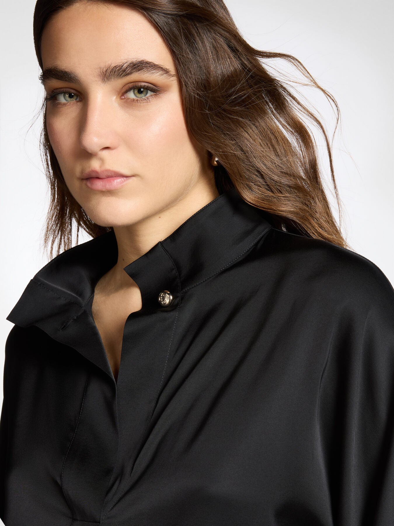 ELM-2153Z000038 BLACK KIMONO POLO SHIRT