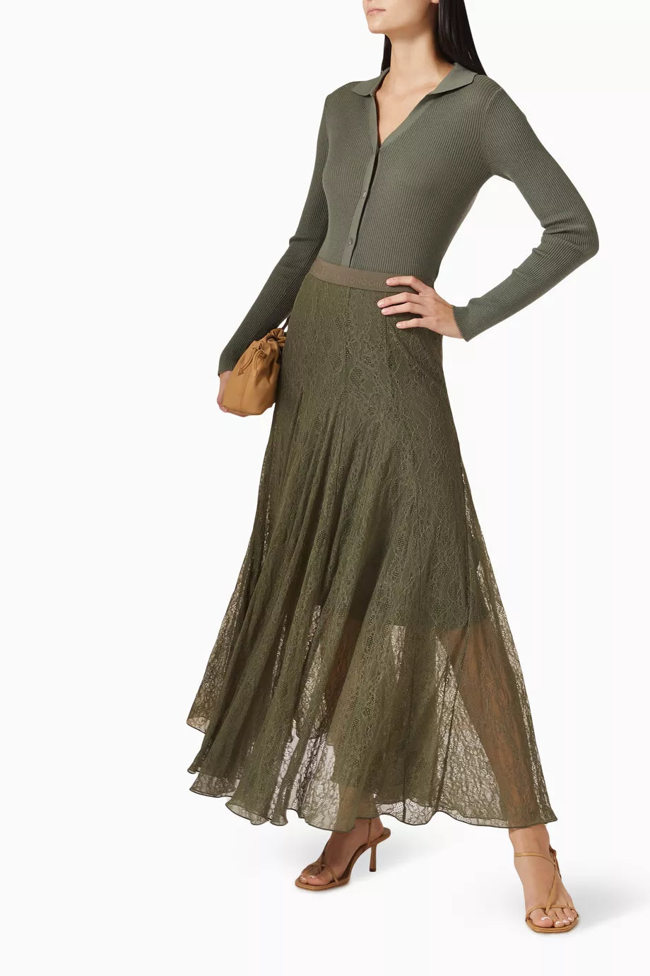 MRL-2523776025 AVENUE OLIVE LACE KIRT